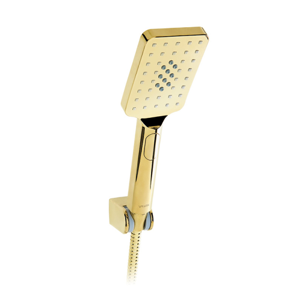 Set dus para + furtun + suport Valvex Loft Gold 2455850, 3 functii, auriu lucios