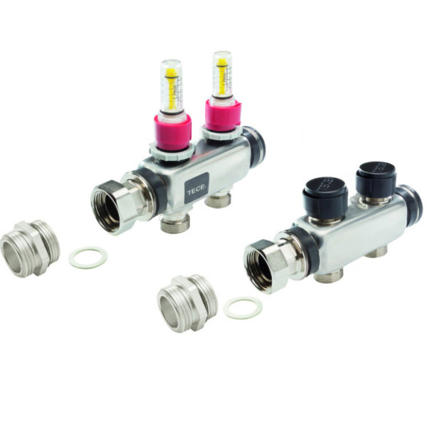 Set extindere TECEfloor 77310022, pentru extindere distribuitor incalzire pardoseala, 2 cai, 1''