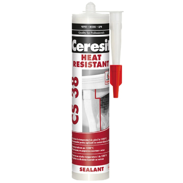 Silicon Ceresit CS 38, negru, rezistent la temperatura, 300 ml
