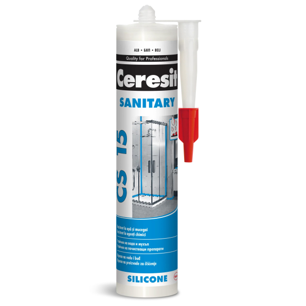 Silicon sanitar, alb, Ceresit Premium CS 15, interior / exterior, 280 ml
