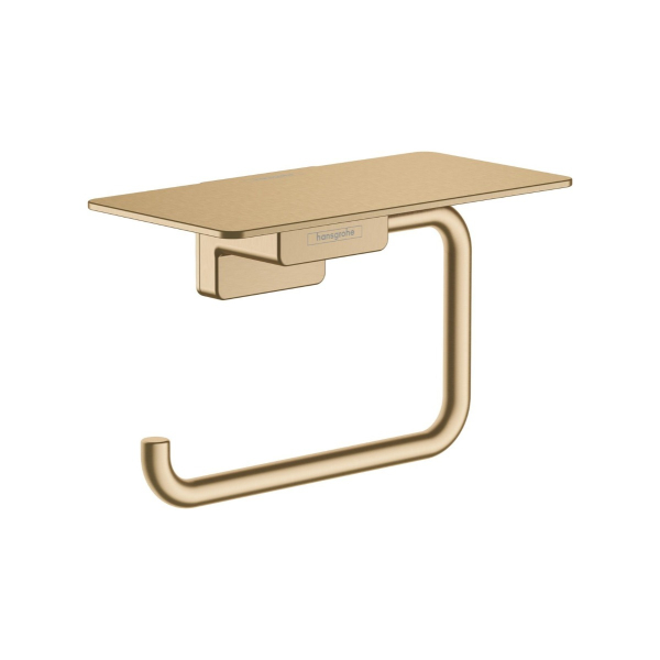 Suport pentru hartie igienica cu etajera, Hansgrohe AddStoris 41772140, finisaj bronz periat