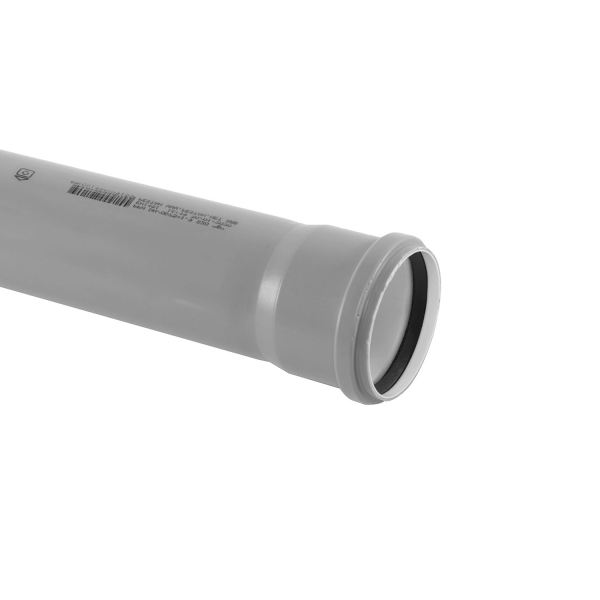 Teava PVC-U pentru scurgere canalizare interioara, cu inel, 75 x 1.8 mm, 1 m, gri