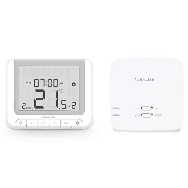 Termostat de ambient pentru centrala, wireless, Salus RT520RF, programabil, protectie la inghet, afisaj digital, IP20, alb
