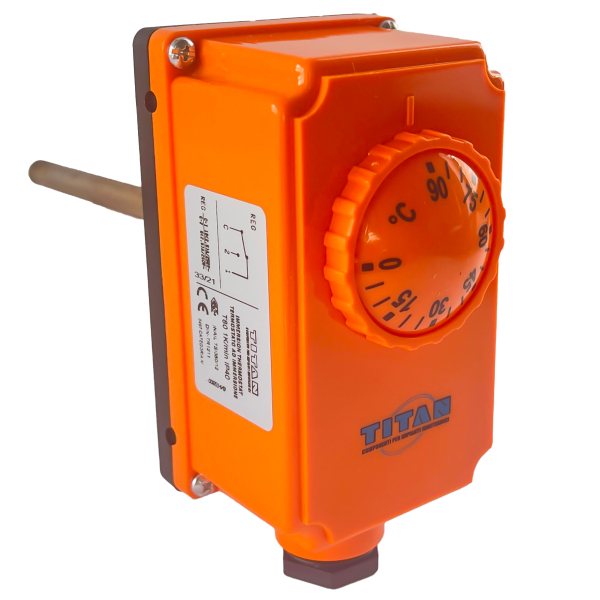 Termostat de imersie cu carcasa Titan, cu sonda, reglabil din exterior