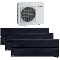 Aparat aer conditionat multisplit, Mitsubishi Electric LN, 1 x UE 28000 BTU, 3 x UI 9000 BTU, A++/A+, inverter, Wi-Fi, senzor de prezenta, filtru aer, functie incalzire, dezumidificare, functie de hiperincalzire, anti-mucegai, mod de noapte, negru