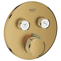 Baterie baie pentru dus, Grohe Grohtherm SmartControl 29119GN0, cu termostat, montaj pe perete, auriu, pentru instalare incastrata cu doua iesiri