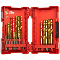 Burghiu pentru metal, tip HSS-G, invelis cu titan, Milwaukee Shockwave Red Hex 4932493866, 2 - 10 mm, set 19 bucati