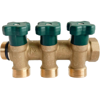 Distribuitor cu robinet 3/4", cu 3 cai 3/4", filet exterior, Herz 2853003