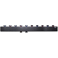 Distribuitor Herz Pumpfix pentru cinci circuite de incalzire, debit maxim 3 m3/h, 1 1/4" - 1 1/2", cu izolatie si consola fixare pe perete