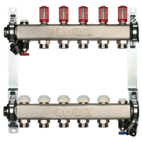 Distribuitor incalzire pardoseala, cu debitmetre, Herz 1546305, inox, filet interior, 5 cai, 1"