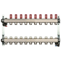 Distribuitor incalzire pardoseala, cu debitmetre, Herz 1546310, inox, filet interior, 10 cai, 1"