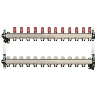Distribuitor incalzire pardoseala, cu debitmetre, Herz 1546312, inox, filet interior, 12 cai, 1"