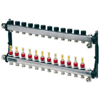 Distribuitor incalzire pardoseala, cu debitmetre, TECEfloor 77310012, otel, filet interior, 12 cai, 1"