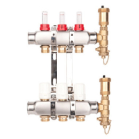 Distribuitor incalzire pardoseala, cu debitmetre, Valvex Base K5, inox, filet interior, 3 cai, 1"