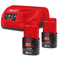 Incarcator + 2 acumulatori, Milwaukee M12 NRG-302 4933451902, Li-Ion, 12 V, 3 Ah