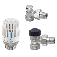 Kit robinet calorifer termostatat + robinet calorifer retur + cap termostat Heimeier K, bronz, 1/2"