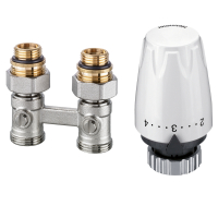Kit robinet calorifer termostatat Vekotrim + cap termostat DX Heimeier, de colt, pentru radiatoare cu ventil inglobat