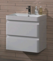 Mobilier suspendat Kuma Hanna 60cm, alb, cu lavoar CGV7948