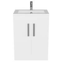 Masca baie + lavoar Savini Due Napoli 60W, cu usi, alb, 60.5 x 36.3 x 84.6 cm