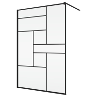 Perete dus tip walk-in, Sanswiss Easy STR4P, sticla cu model geometric, profil negru mat, 100 x 200 cm