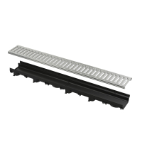 Rigola plastic Alcadrain AVZ112-R102, exterioara, pentru scurgere apa pluviala, cu gratar otel zincat si barete, A15, 1000 x 137 x 60 mm
