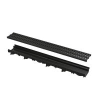 Rigola plastic Alcadrain AVZ112-R501, exterioara, pentru scurgere apa pluviala, cu gratar PP, A15, 1000 x 137 x 60 mm
