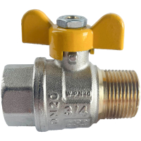 Robinet bila gaz, Ntm Elios, filet interior - exterior, fluture aluminiu, D 3/4"