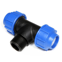 Teu compresiune PEHD, filet exterior, D 63 mm x 2"