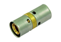 Racord presare drept dublu PeX Tiemme, alama, D 16.2 mm
