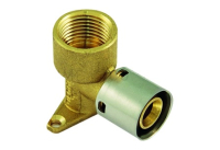 Cot presare cu suport PeX Tiemme, alama, filet interior, D 16.2 mm x 1/2"