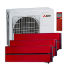 Aparat aer conditionat multisplit, Mitsubishi Electric LN, 1 x UE 28000 BTU, 3 x UI 9000 BTU, A++/A+, inverter, Wi-Fi, senzor de prezenta, filtru aer, functie incalzire, dezumidificare, functie de hiperincalzire, anti-mucegai, mod de noapte, rosu