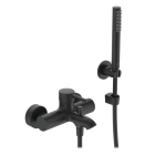 Baterie baie cada/dus, Ideal Standard Ceraline, monocomanda, montaj aplicat, finisaj negru mat + accesorii