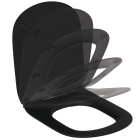 Capac WC din duroplast, Ideal Standard Tesi T5522V3, slim, finisaj negru mat, inchidere lenta
