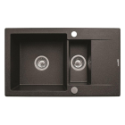 Chiuveta bucatarie Pyramis Korfu, finisaj pyragranite black, cuva mare + mica, reversibila, 79 x 50 cm