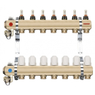 Distribuitor incalzire pardoseala, cu debitmetre, Ferro RZP07S, alama, filet interior, 7 cai, 1"