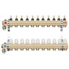 Distribuitor incalzire pardoseala, cu debitmetre, Ferro RZP11S, alama, filet interior, 11 cai, 1"