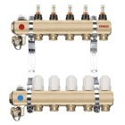 Distribuitor incalzire pardoseala, cu debitmetre, Ferro RZP05S, alama, filet interior, 5 cai, 1"