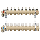 Distribuitor incalzire pardoseala, cu debitmetre, Ferro RZP09S, alama, filet interior, 9 cai, 1"