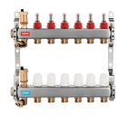 Distribuitor incalzire pardoseala, cu debitmetre, Ferro SN-RZPU06S, inox, filet interior, 6 cai, 1"