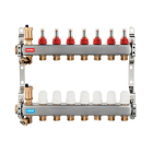 Distribuitor incalzire pardoseala, cu debitmetre, Ferro SN-RZPU07S, inox, filet interior, 7 cai, 1"