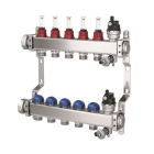 Distribuitor incalzire pardoseala, cu debitmetre, Purmo DC Premium, inox, filet interior, 5 cai, 1"