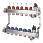 Colector distribuitor din inox Purmo, cu debitmetre, 1" 6 iesiri, 3/4" eurocon, fbwmsst0640142p0