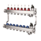 Distribuitor incalzire pardoseala, cu debitmetre, Purmo DC Premium, inox, filet interior, 7 cai, 1"