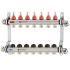 Distribuitor incalzire pardoseala, cu debitmetre, Heimeier Dynalux, otel, filet interior, 7 cai, 1"