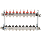 Distribuitor incalzire pardoseala, cu debitmetre, Heimeier Dynalux, otel, filet interior, 9 cai, 1"