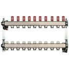 Distribuitor incalzire pardoseala, cu debitmetre, Herz 1546310, inox, filet interior, 10 cai, 1"