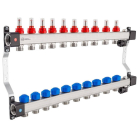 Distribuitor incalzire pardoseala, cu debitmetre, Kan-therm InoxFlow, inox, filet interior, 10 cai, 1"