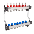 Distribuitor incalzire pardoseala, cu debitmetre, Kan-therm InoxFlow, inox, filet interior, 7 cai, 1"