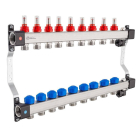 Distribuitor incalzire pardoseala, cu debitmetre, Kan-therm InoxFlow, inox, filet interior, 9 cai, 1"