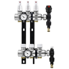 Distribuitor incalzire pardoseala, cu debitmetre, Rbm 2029.06.10, alama, filet interior, 3 cai, 1"